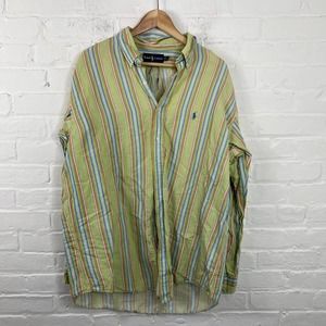 Ralph Lauren Mens Classic Fit Striped Button Down Shirt Long Sleeve Green Size L
